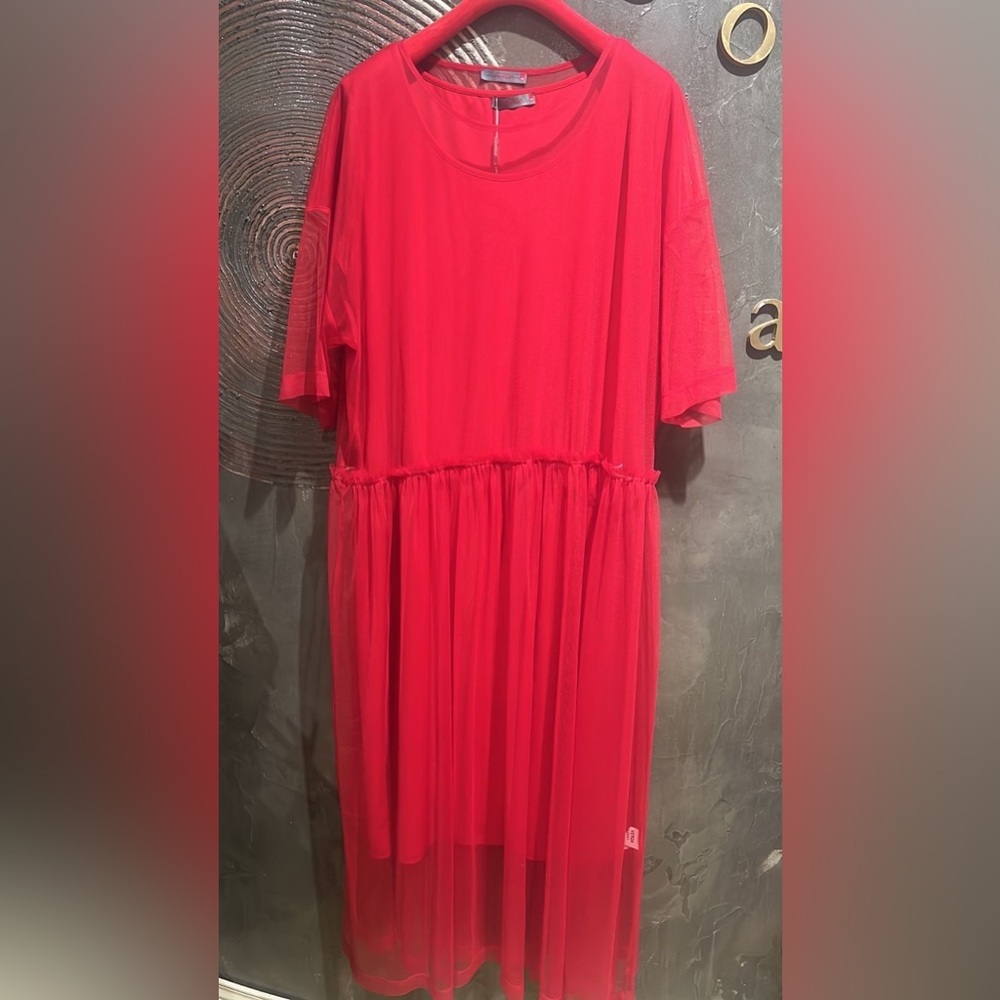 Verda Red Sheer Dress